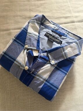 U.S. Polo Assn. Men's Blue and White Plaid Button-Down Shirt